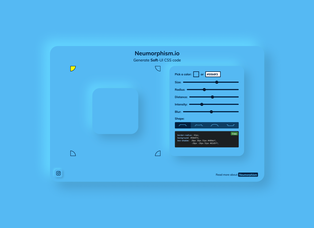 Contact Page screen design idea #161: Neumorphism/Soft UI CSS shadow generator